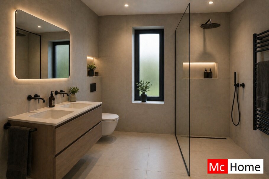 Mc-Home.nl type B-150 interieur foto woonkamer keuken slaapkamer badkamer douche
