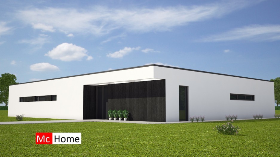Mc-Home.nl vrijstaande moderne nieuwe bungalow met plat dak ontwerpen en bouwen B33 