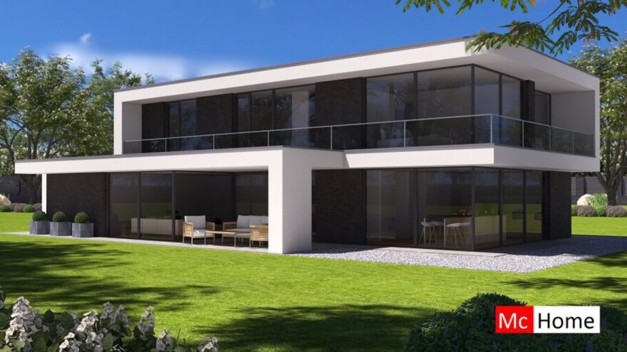 Mc-Home.nl M382 moderne kubistische woning met Staalframe bouwconstructie