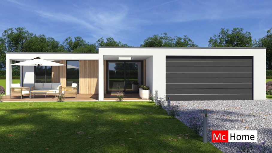 Mc-Home.nl B159 energiearme mooie bungalow met overdekt terras staalframebouw Nederland