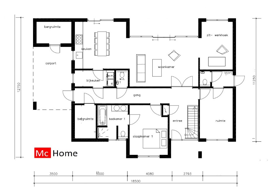 Mc-home M377 moderne kubistische levenloopbestendige villawoning met verdieping 