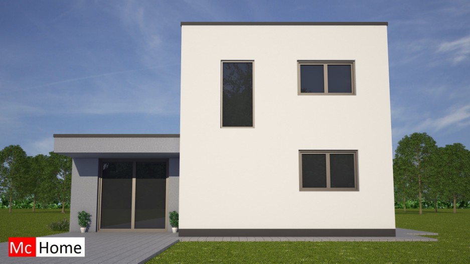 Mc-home.nl M83 moderne huis bouwen gelijkvloers met verdieping en overdekt terras
