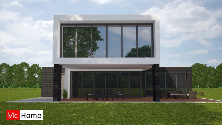 Mc-home.nl M92 moderne kubistische villa met grote raampartijen duurzame materialen staalframebouw of houtskelet bouwwijze