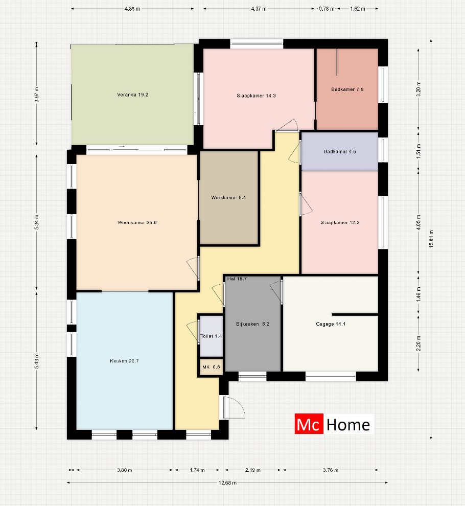 McHome B 196 bungalow met plat dak en terrasoverkapping McHome B 196 bungalow met plat dak en terrasoverkapping