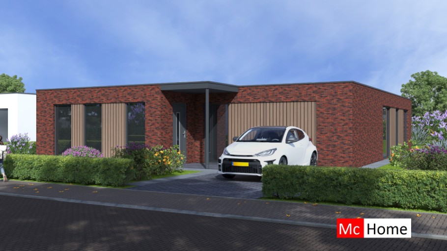 McHome B 196 bungalow met plat dak en terrasoverkapping McHome B 196 bungalow met plat dak en terrasoverkapping