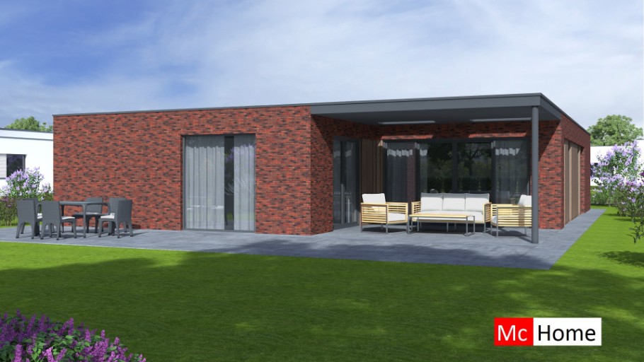McHome B 196 bungalow met plat dak en terrasoverkapping McHome B 196 bungalow met plat dak en terrasoverkapping
