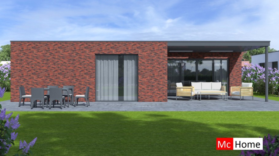 McHome B 196 bungalow met plat dak en terrasoverkapping McHome B 196 bungalow met plat dak en terrasoverkapping