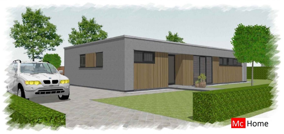 McHome B 198 bungalow plat dak type met 3 slaapkamers staalframebouw Nederland