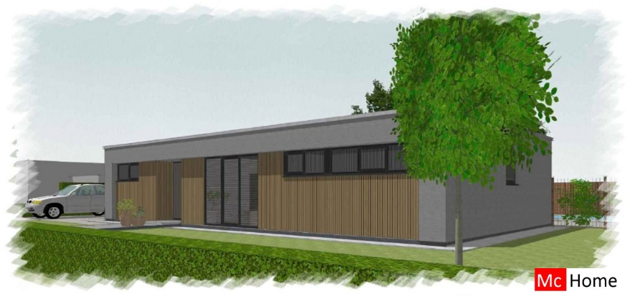 McHome B 198 bungalow plat dak type met 3 slaapkamers staalframebouw Nederland
