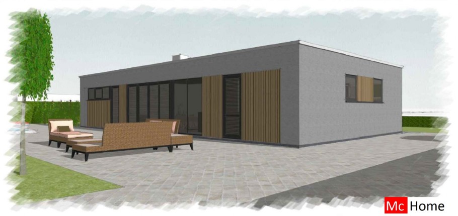 McHome B 198 bungalow plat dak type met 3 slaapkamers staalframebouw Nederland