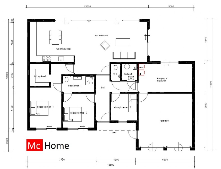 McHome B169 levensloopbestendige woningen met plat dak van staalframebouw Nederland