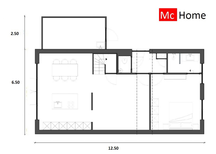McHome K 122 schuurwoning ontwerp en plattegrond staalframebouw Nederland
