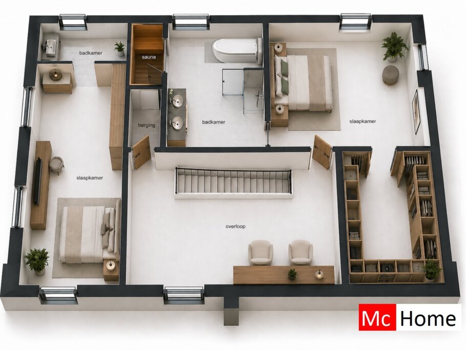 McHome.nl M406 moderne kubistische woning staalframe