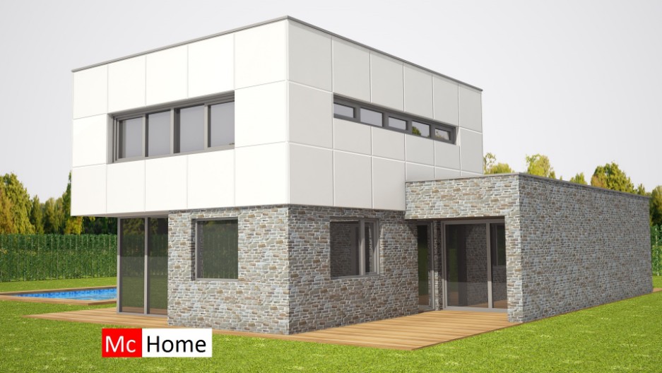 McHome M334 moderne kubistische levensloopbestendige woning gelijkvloers gastenverdieping 