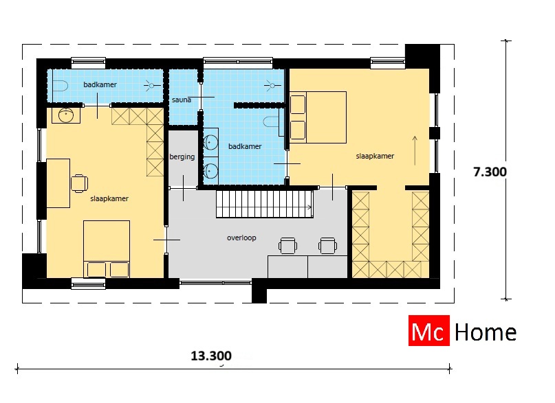 McHome.nl M406 moderne kubistische woning staalframe