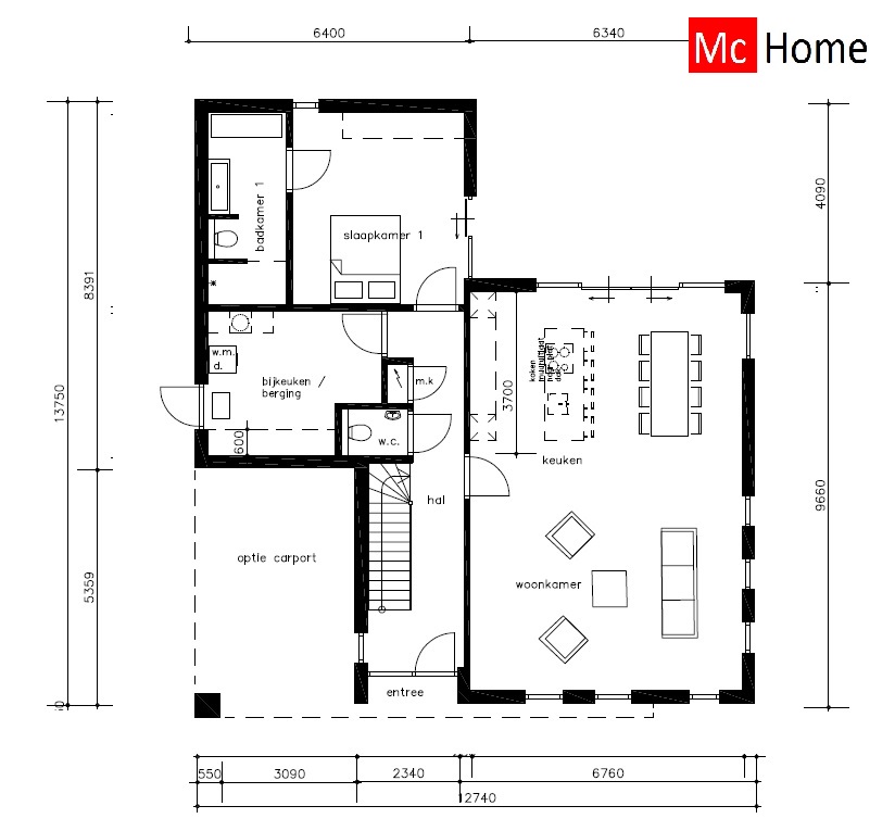 McHome design&build M387 Assen Moderne kubistische villa staalframebouw Nederland 