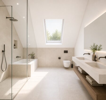 u ziet een foto van een moderne badkamer