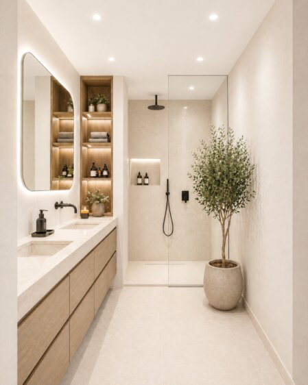 u ziet een foto van een moderne badkamer