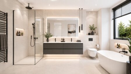 u ziet een foto van een moderne badkamer
