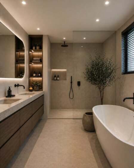 u ziet een foto van een moderne badkamer