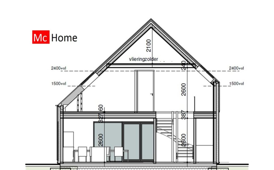 Mc-Home.nl schuur en kapwoning Ontwerp K156 staalframebouw 