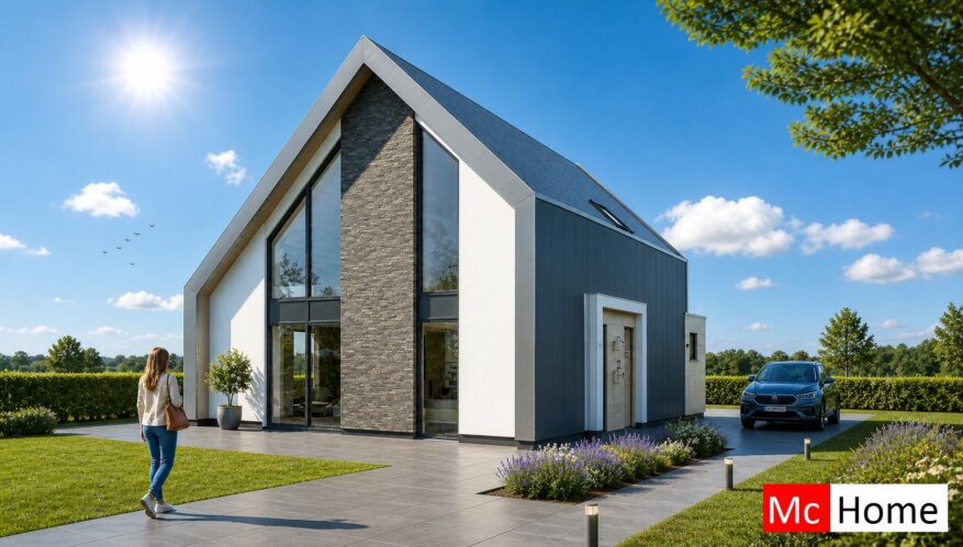 Mc-Home.nl schuur en kapwoning Ontwerp K156 staalframebouw 