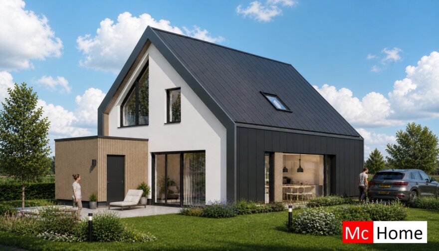 Mc-Home.nl schuur en kapwoning Ontwerp K156 staalframebouw 