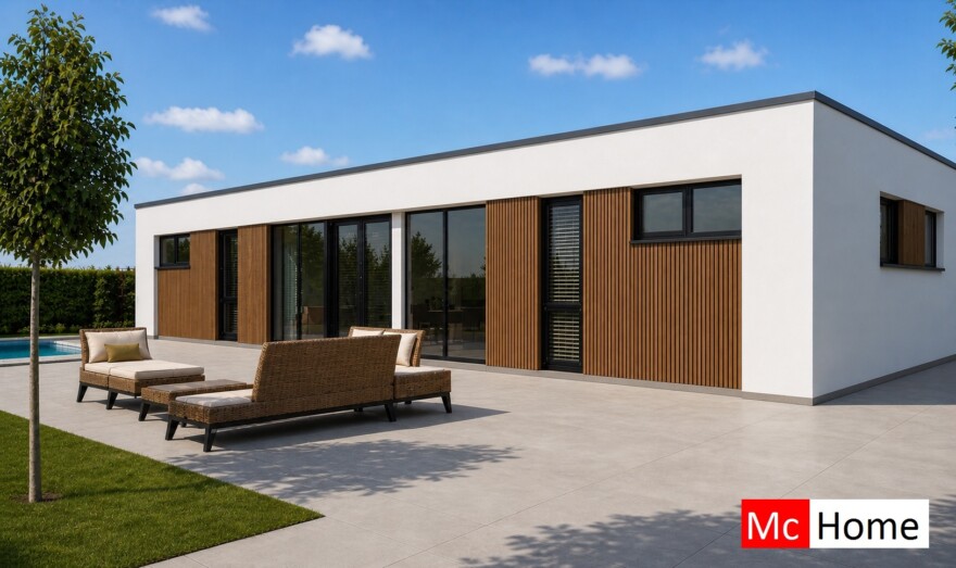 McHome B 198 bungalow plat dak type met 3 slaapkamers staalframebouw Nederland