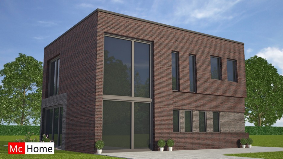Moderne  eigentijdse en  kubistische woning beter betaalbaar ontwerpen en bouwen met Mc-Home M120