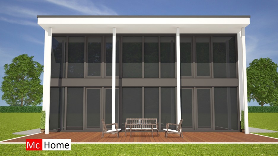 Moderne kubistische villa eigentijdse architectuur woningontwerp met hoge grote veranda M58 Mc-Home 