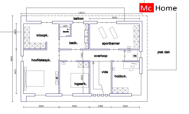 Moderne villa bouwen energieneutraal en onderhoudsvrij staalframebouw M263 v1 Mc-Home