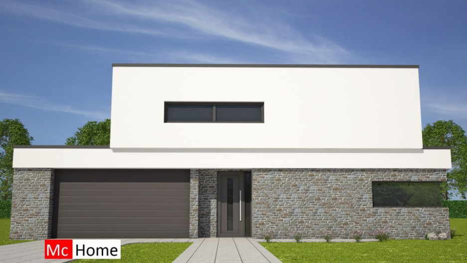 Mooie moderne kubistische woning met overdekt terras  natuursteen energieneutraal bouwen www.mc-home.nl M132