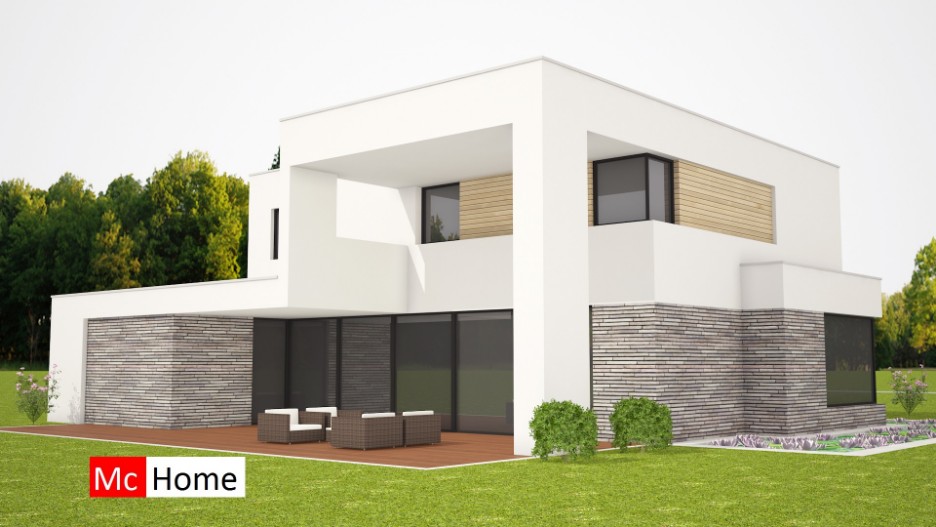 Villa met moderne uitstraling en mooie onderhoudsarme bouwmaterialen staalframebouw M215 Mc-Home