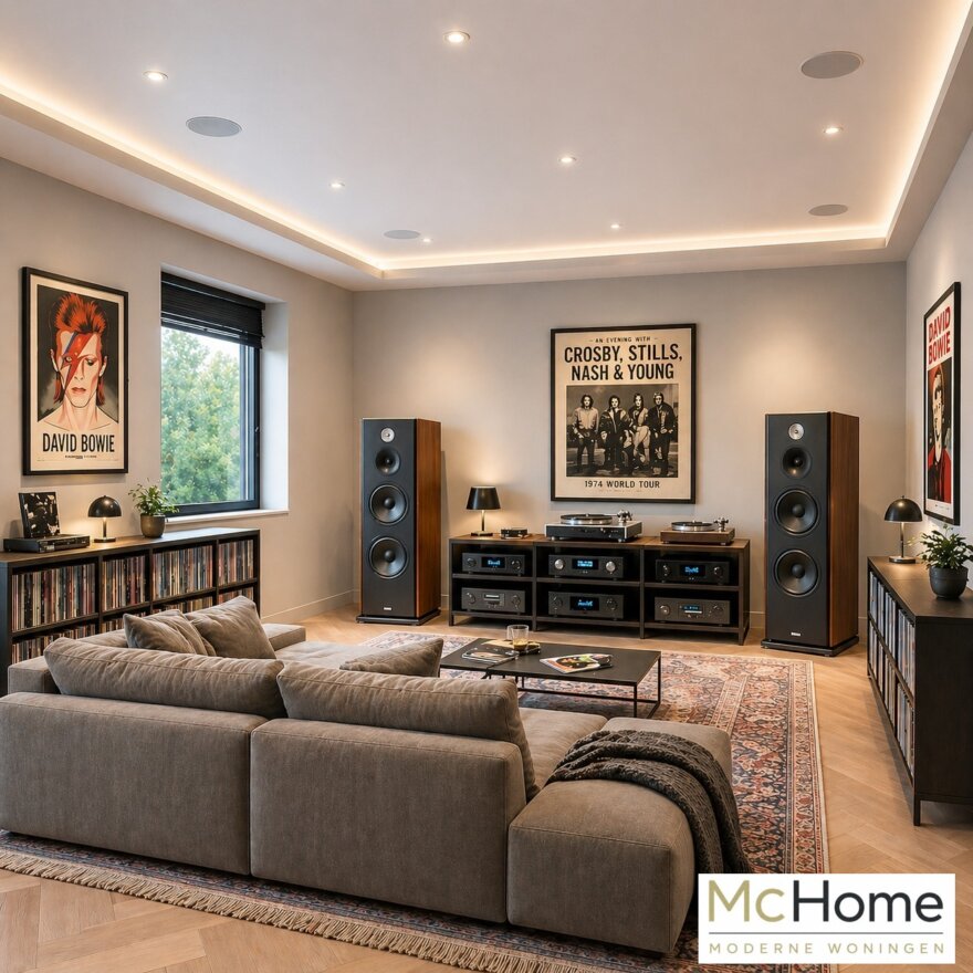 Modern interieur van de levensloopbestendige kubistische woning M-397 van MC HOME