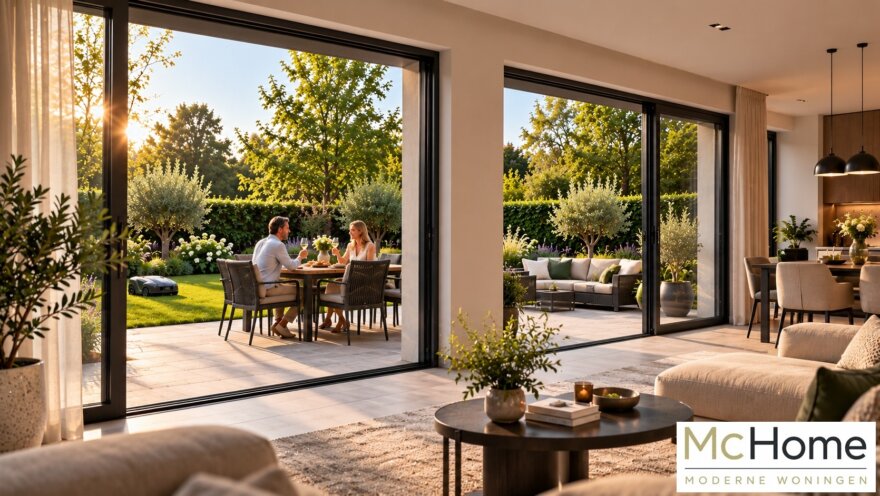 Moderne levensloopbestendige woning K-123 met stalen felsdak en witte gevels