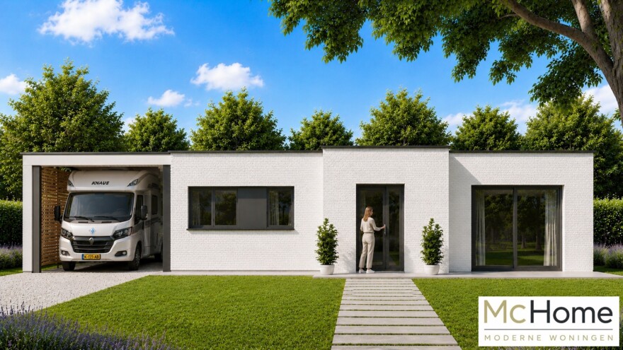 Bekijk deze bungalow van MC HOME 104 m2 met plat dak B-163