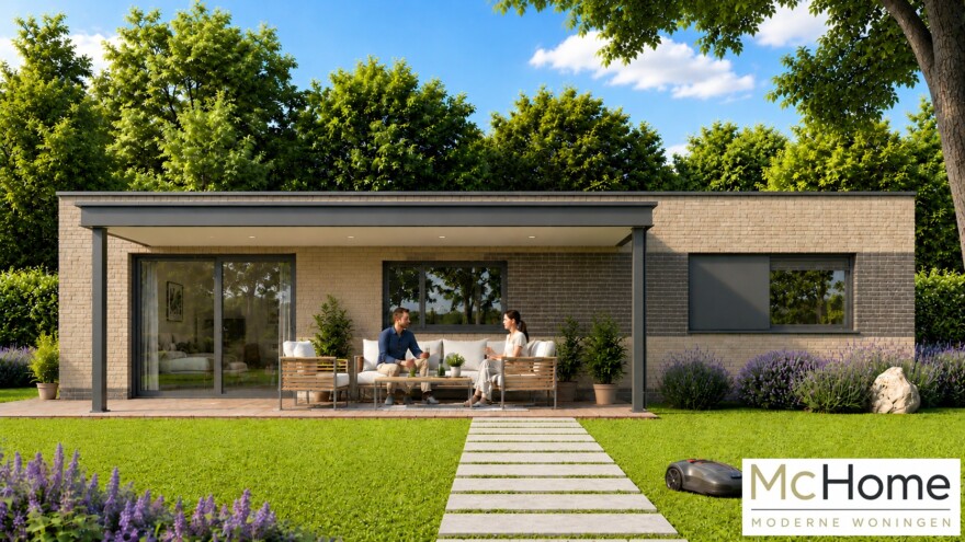 Bekijk deze bungalow van MC HOME 104 m2 met plat dak B-163