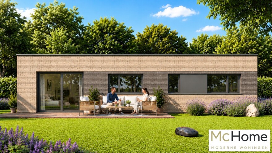 Bekijk deze bungalow van MC HOME 104 m2 met plat dak B-163
