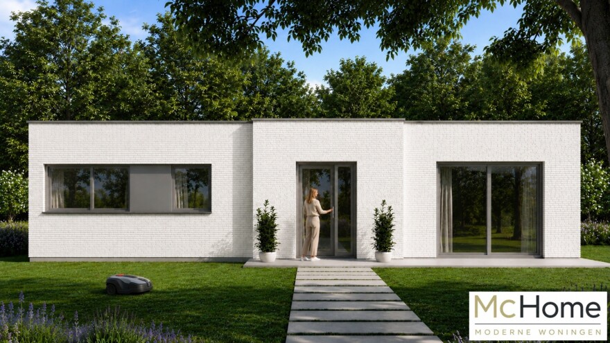 Bekijk deze bungalow van MC HOME 104 m2 met plat dak B-163
