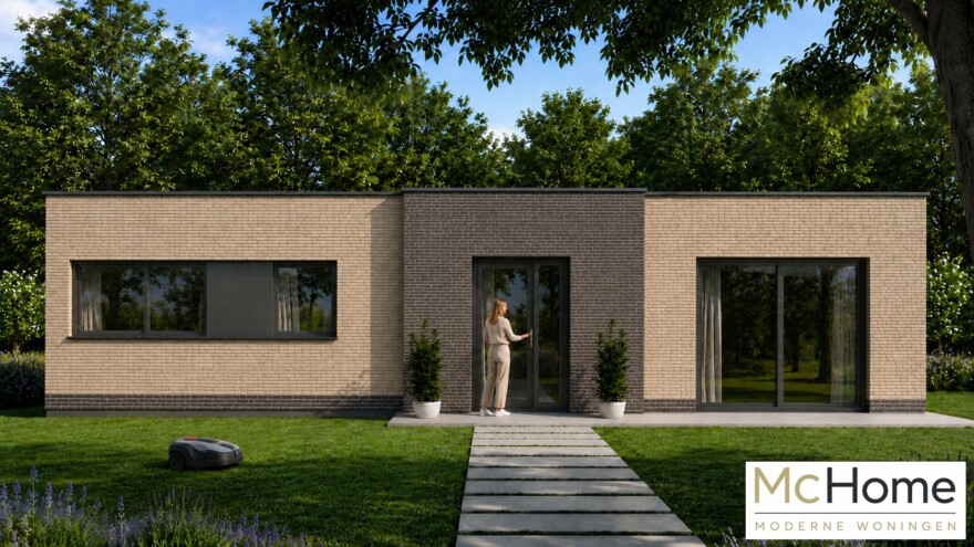 Bekijk deze bungalow van MC HOME 104 m2 met plat dak B-163