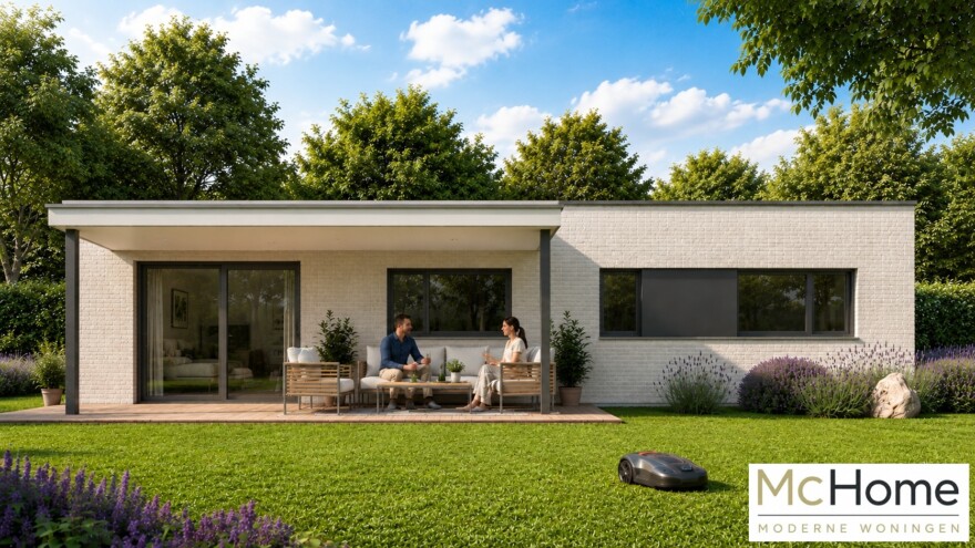 Bekijk deze bungalow van MC HOME 104 m2 met plat dak B-163