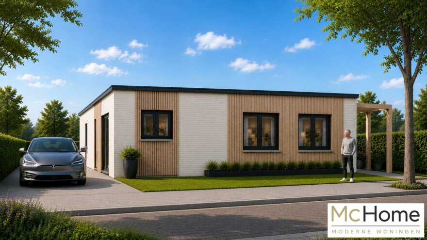 Moderne gelijkvloerse bungalow B-60 met plat dak en meerdere indelingen