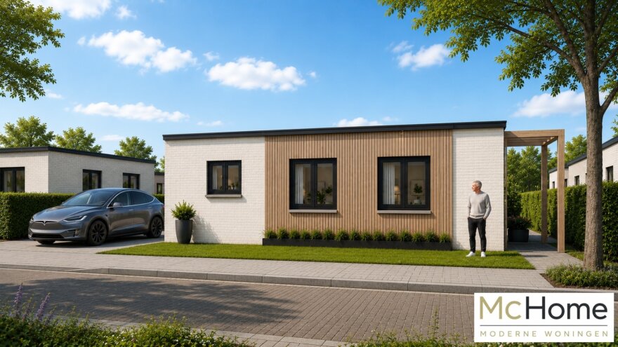 Moderne gelijkvloerse bungalow B-60 met plat dak en meerdere indelingen