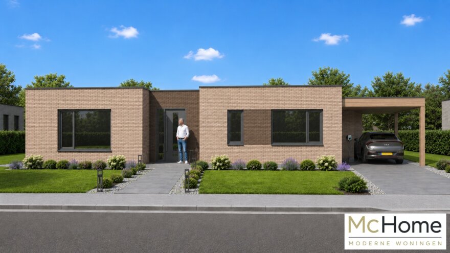 Moderne gelijkvloerse woning MC-HOME B-180 met grote leefruimte en slaapkamer op de begane grond