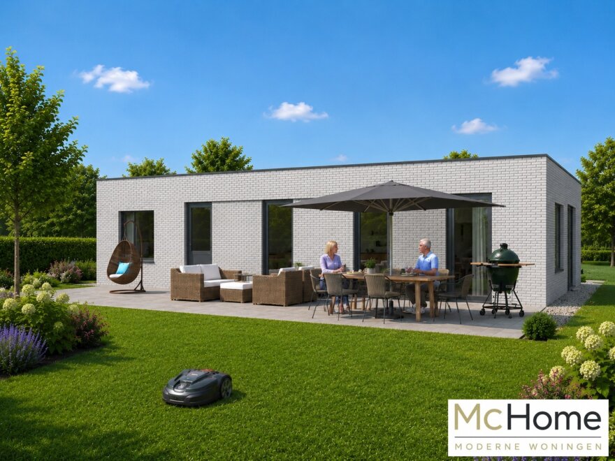 Moderne gelijkvloerse woning MC-HOME B-180 met grote leefruimte en slaapkamer op de begane grond