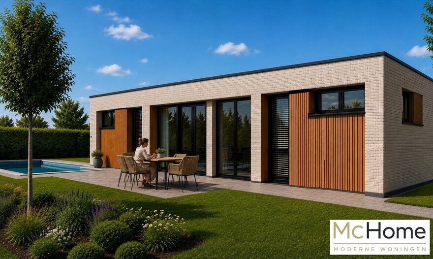 McHome B 198 bungalow plat dak type met 3 slaapkamers staalframebouw Nederland