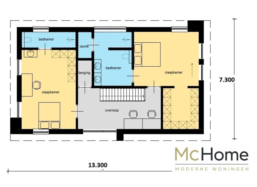 strakke witte kubistische woning met houten accenten