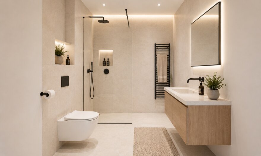 Modern interieur van kubistische woning M-391 met leefkeuken en grote glaspartijen