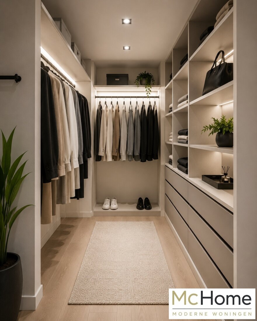 Modern interieur van kubistische woning M-391 met leefkeuken en grote glaspartijen