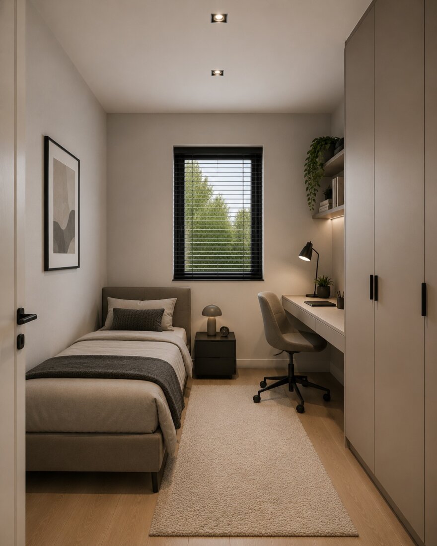 Modern interieur van kubistische woning M-391 met leefkeuken en grote glaspartijen